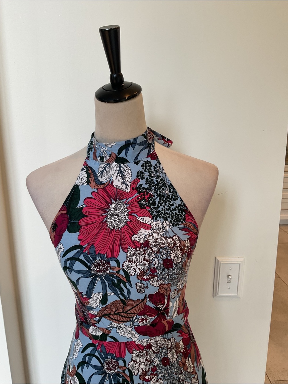 Lulu's Blue Maxi Dress with Red Floral Print - Picture 3 of 9